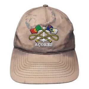 Acores Strapback 5 Panel Cap Gray OS Adjustable Embroidered Vented Holes MSA